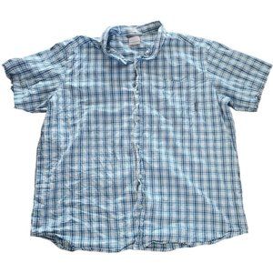 Columbia Mens Shirt XXL Blue Plaid Casual Button Up Active S005